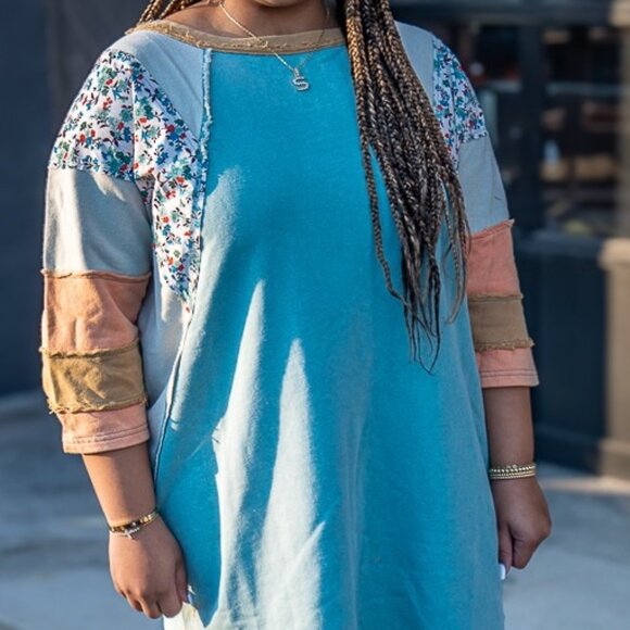 Easel Sweatshirt Dress - NWT - Teal - Small - Picture 1 of 3